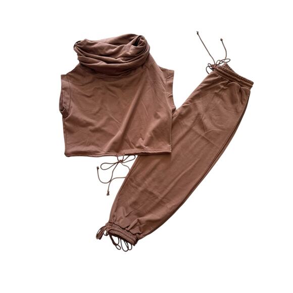 FASHION NOVA ALEXA JOGGER PANT SET- MOCHA NWT SIZE LARGE - Picture 2 of 3